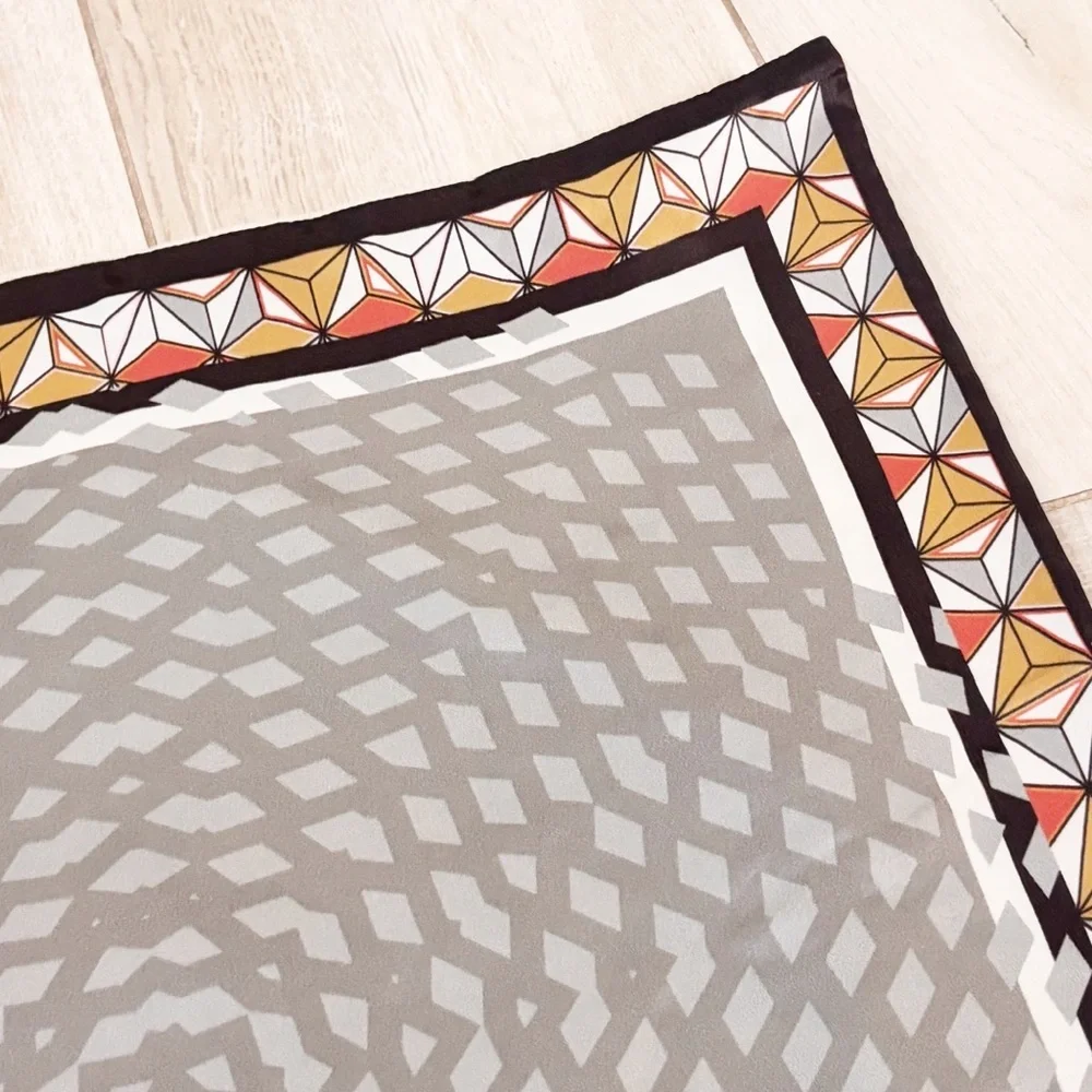 WEST ELM Gray Neutral Silk GEOMETRIC Pillow Cover Linen Cotton Reverse 20” X 20”